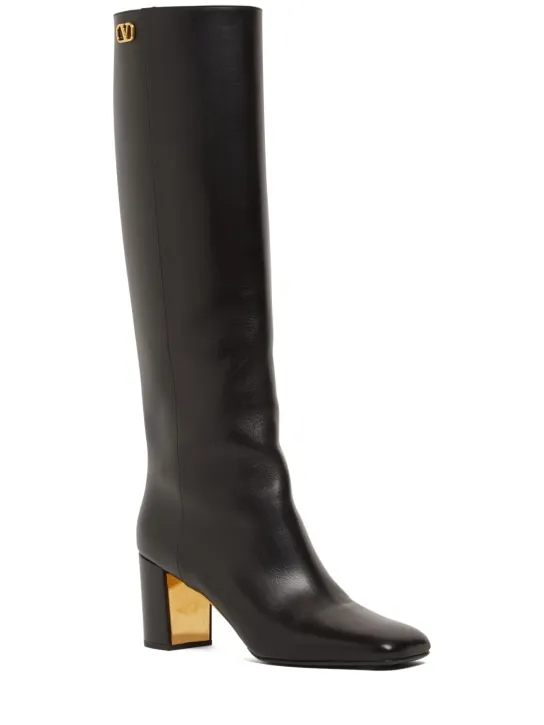 Valentino Garavani   70mm Golden walk leather tall boots 