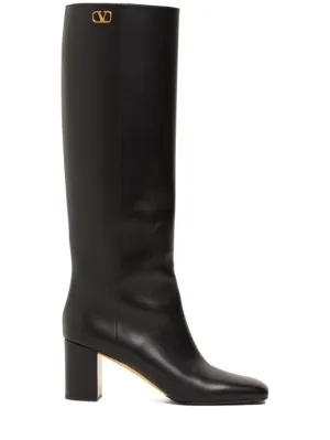 Valentino Garavani   70mm Golden walk leather tall boots 