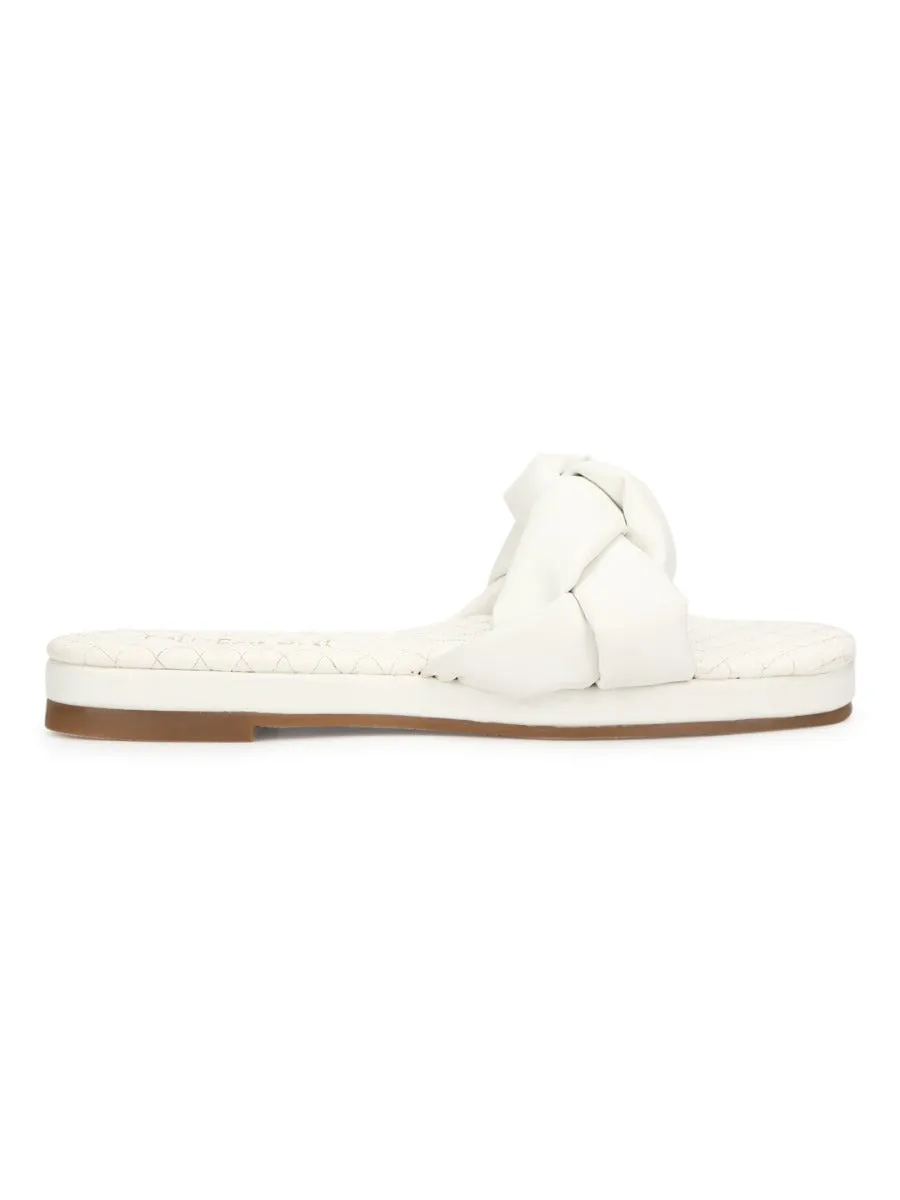 White PU Braided Strap Slip Ons