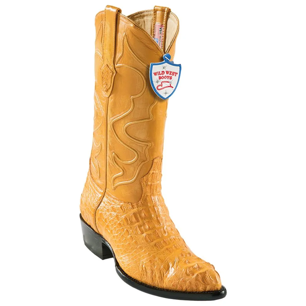 Wild West Boots #2990202 Men's | Color Buttercup | Men's Wild West Caiman Hornback J Toe Boots Handcrafted