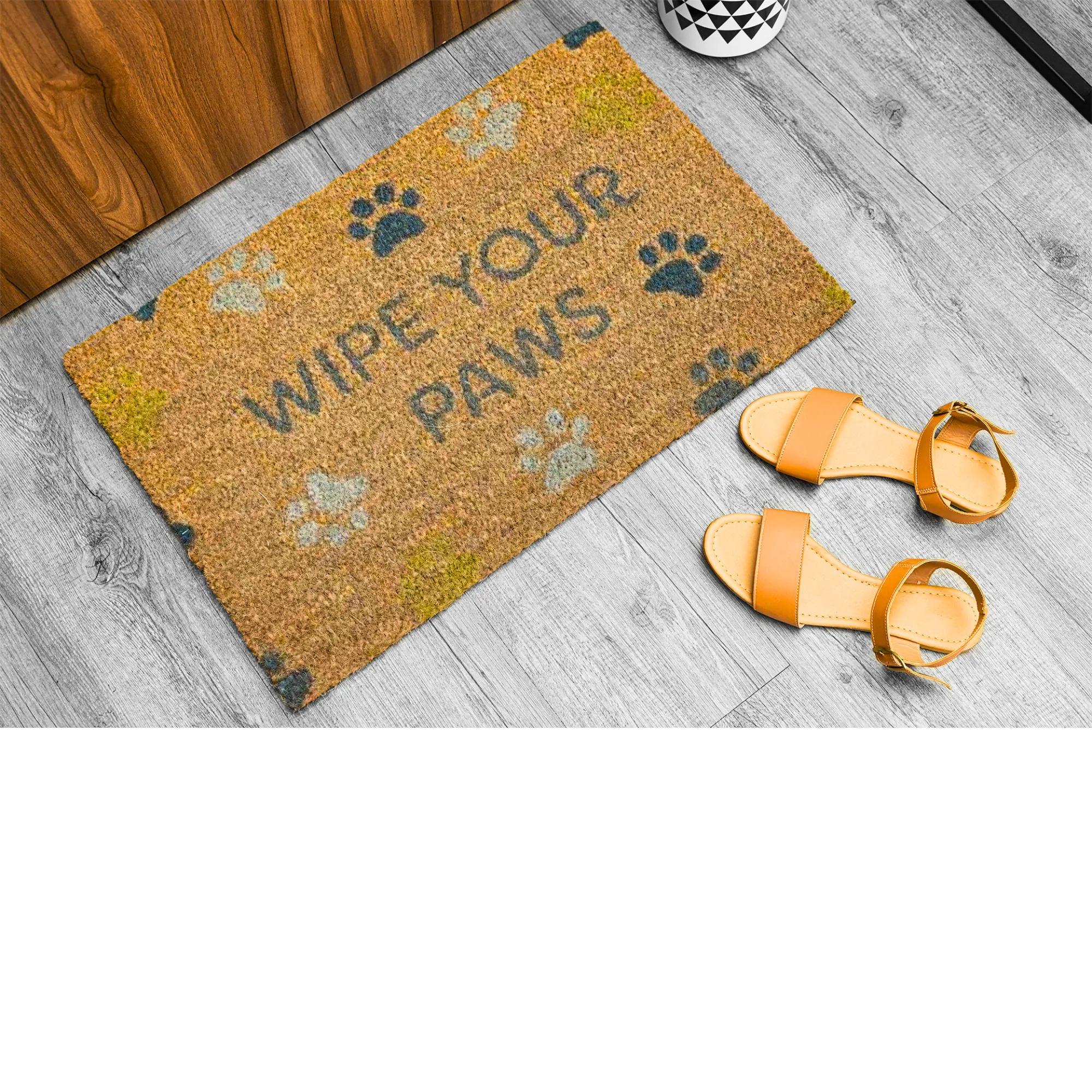 Wipe Your Paws, Colourful Paw Print Coir Door Mat