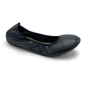 Women's Black Leather Grounding Ballet Flat