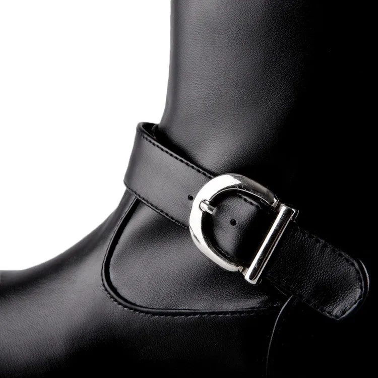 Women's Buckles Belts Puppy Heel Over the Knee Boots