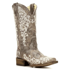 Women's Corral Square Toe Brown Crater Bone Embroidery Boot