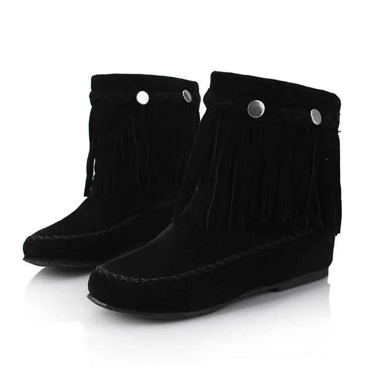 Women's Tassel Rivets Low Heels Short Boots